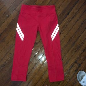 red leggings with reflective stripes